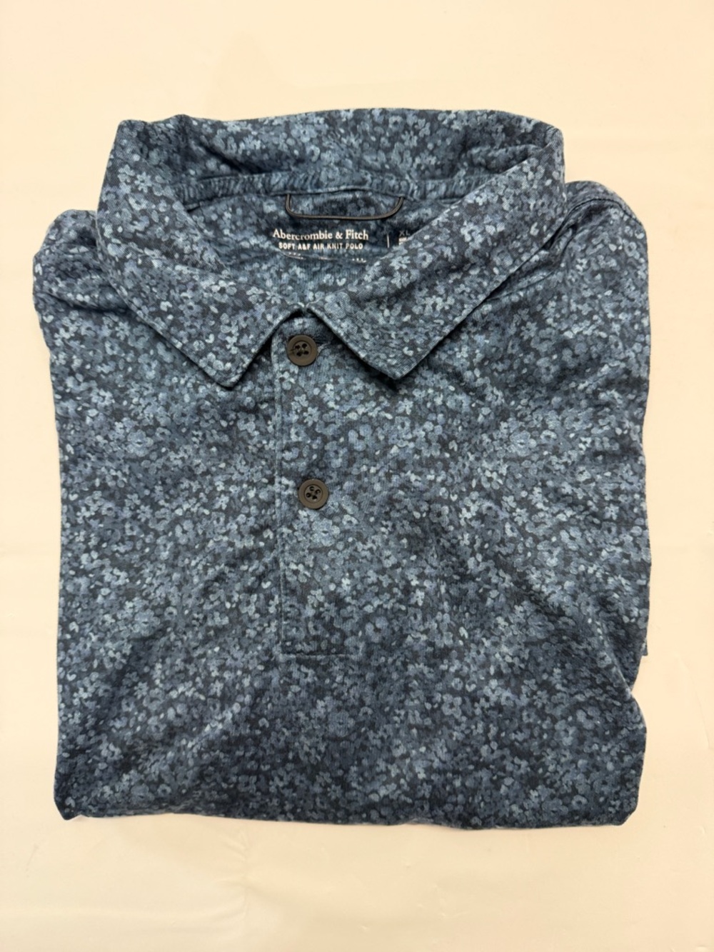 Abercrombie & Fitch Men’s Navy and Light Blue Microprint Polo